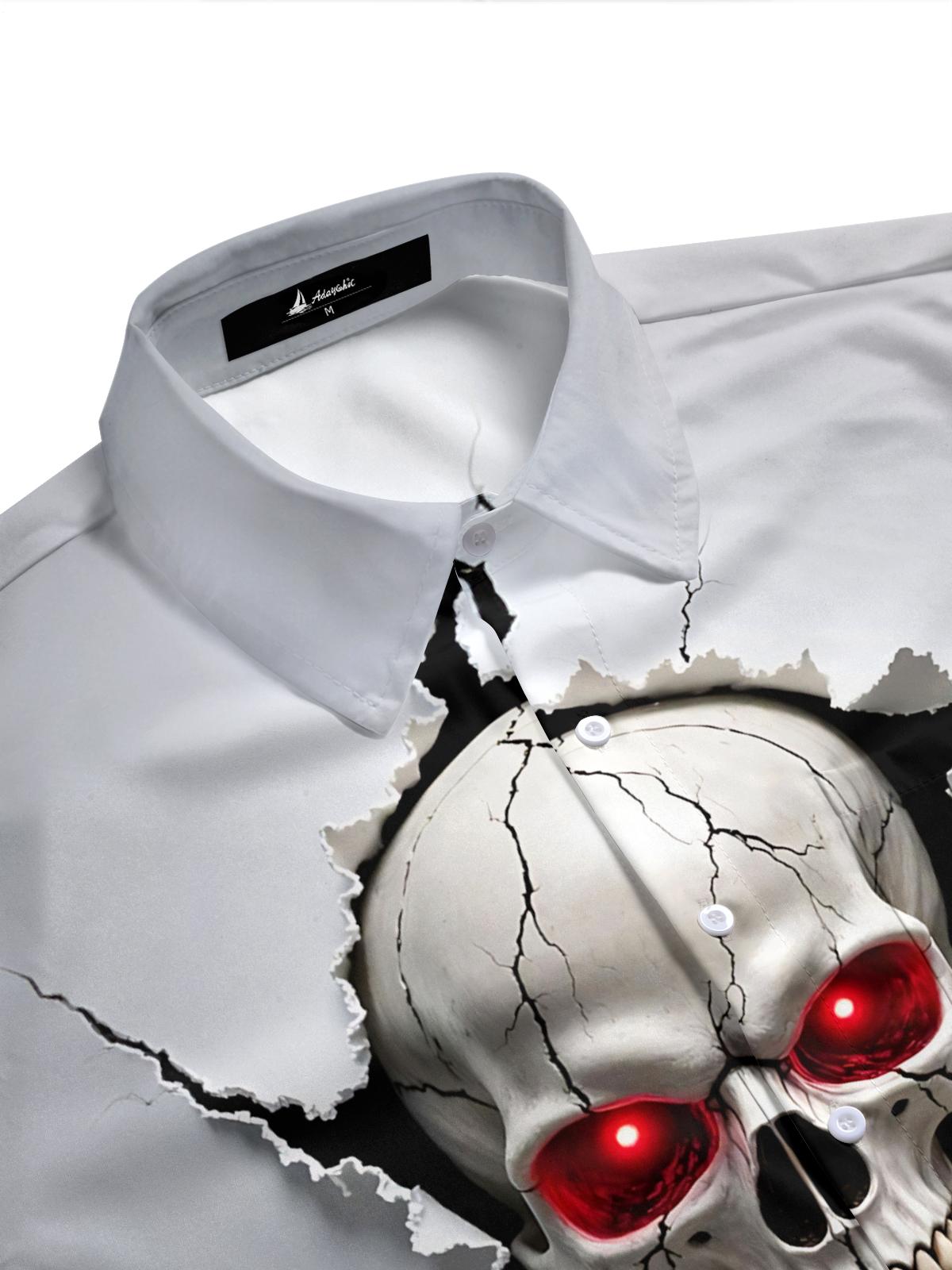 men's gothic print shirt side view