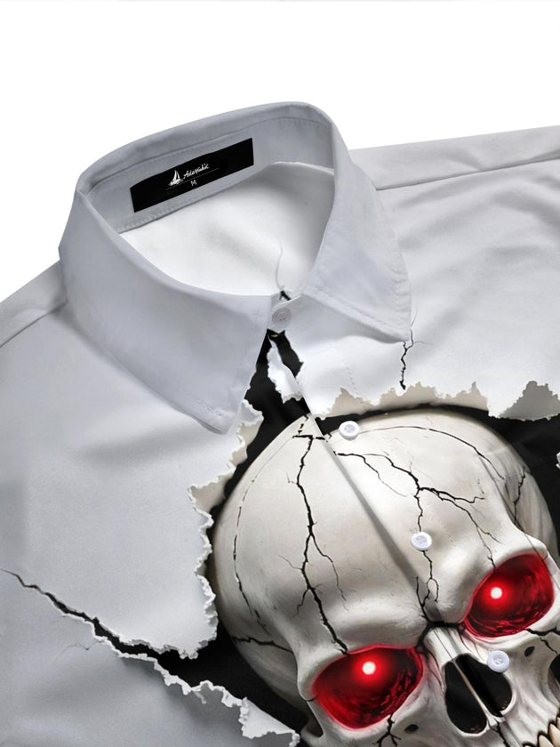men's gothic print shirt side view