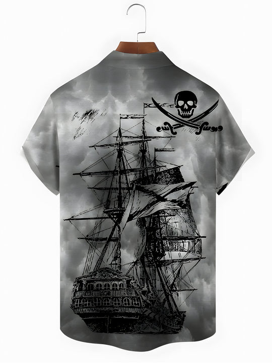 men's aloha shirt back view