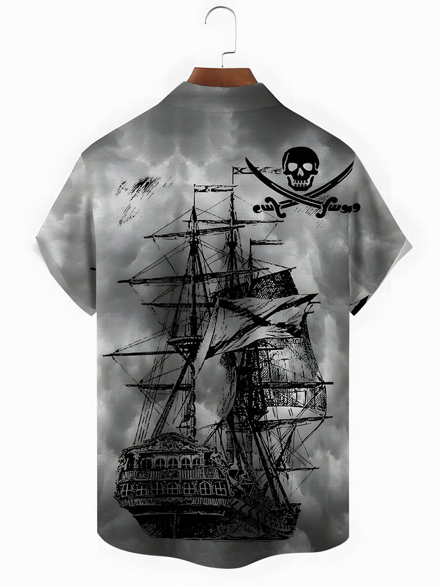 men's aloha shirt back view