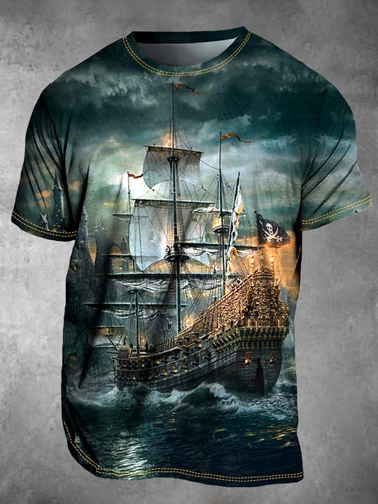 Men's short sleeve vintage graphic t-shirt front view