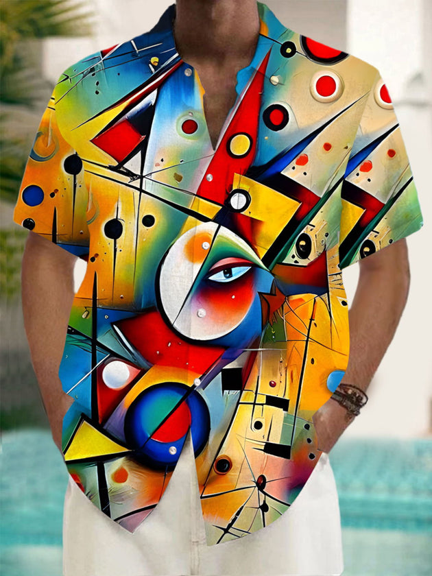Men's abstract print short sleeve shirt front view