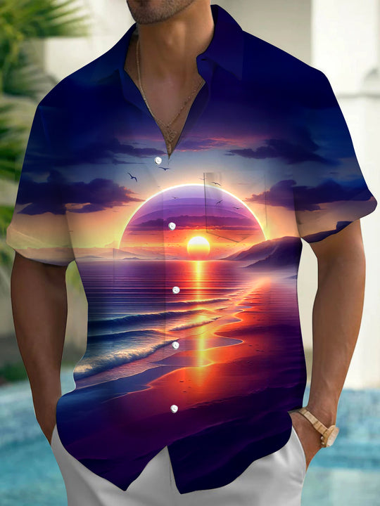 men's Hawaiian shirt front view tropical beach vacation