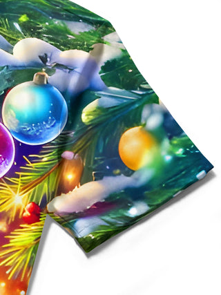men's Christmas shirt close-up short sleeve