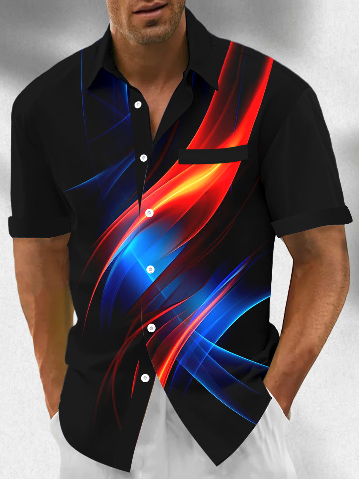 Abstract Men's Pocket Short Sleeve Shirts