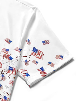 men's butterfly print shirt close-up short sleeve