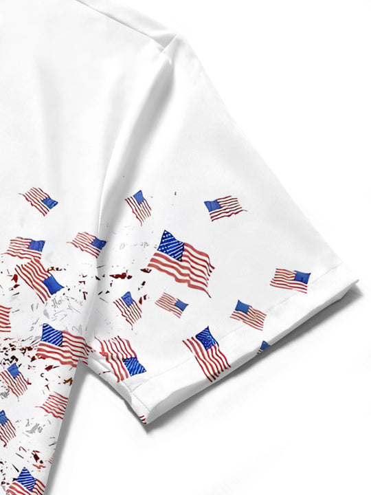 men's butterfly print shirt close-up short sleeve