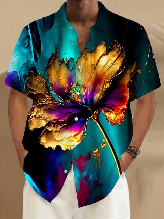 men's floral shirt front view