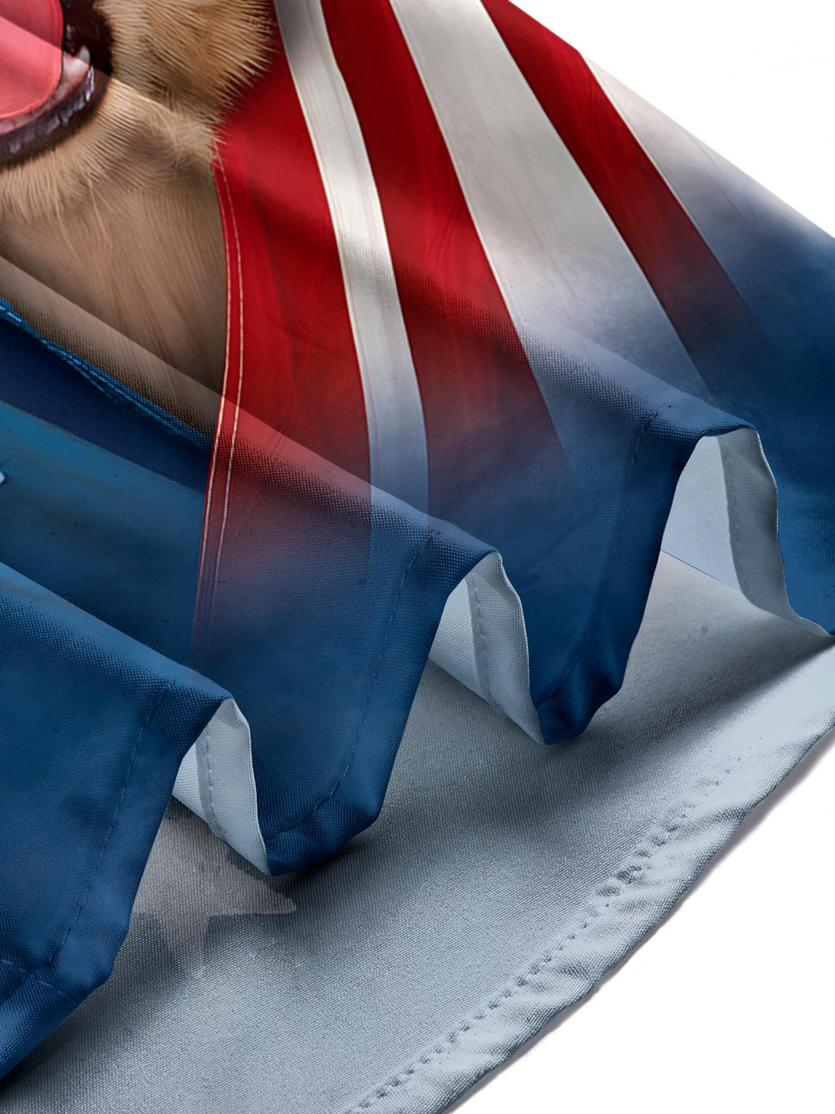 American Flag Puppy Print Men's Pocket Short Sleeve Shirts