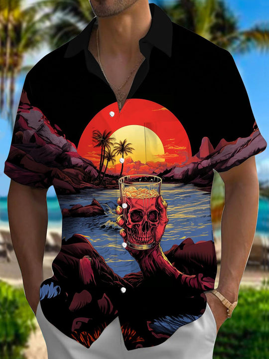 men's Hawaiian shirt front view tropical beach vacation