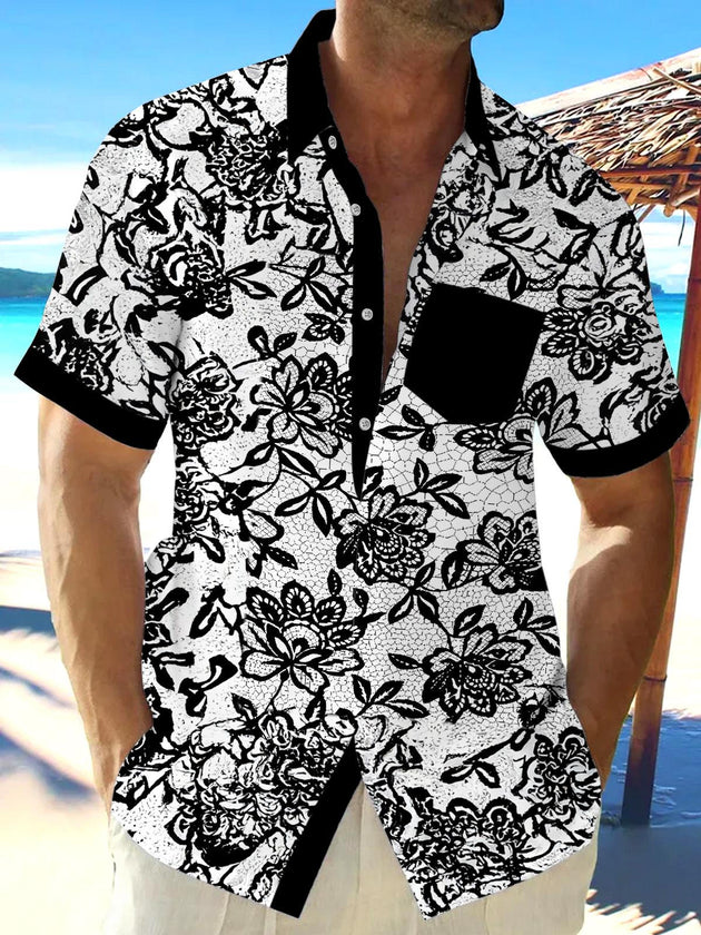 men's Hawaiian shirt front view tropical beach vacation