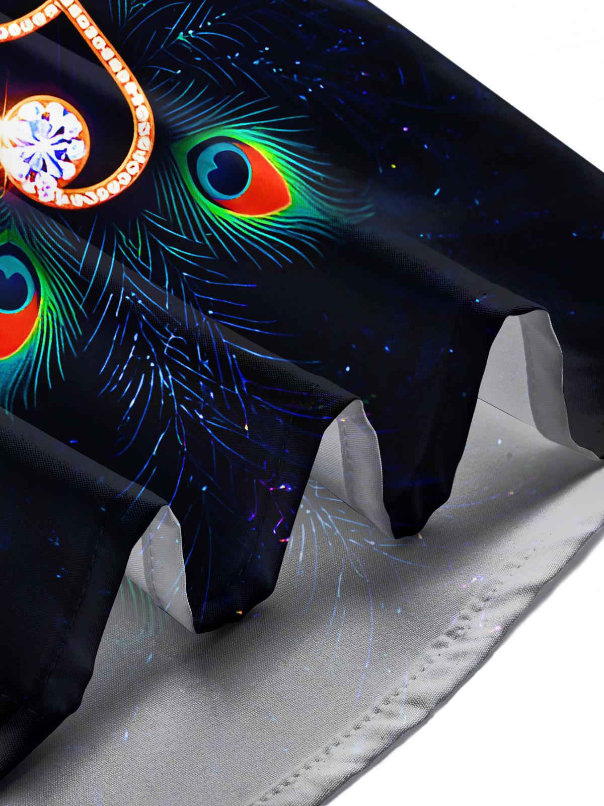 Shining Peacock Feathers Music Notes Men's Pocket Short Sleeve Shirts