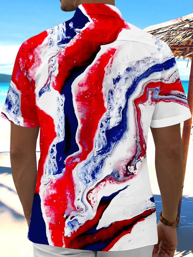men's geometric print shirt back view
