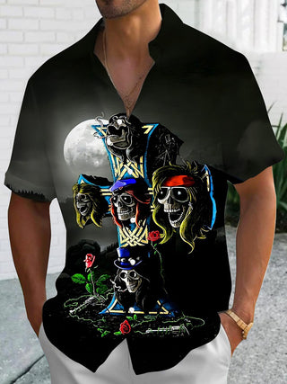 men's skull print shirt front view
