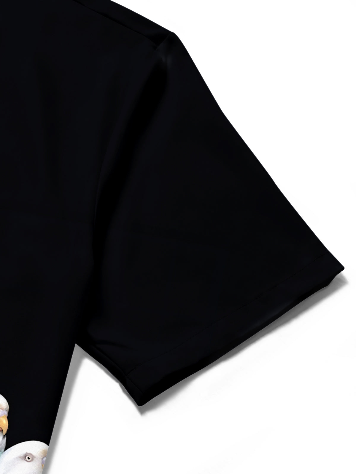men's parrot print shirt close-up short sleeve