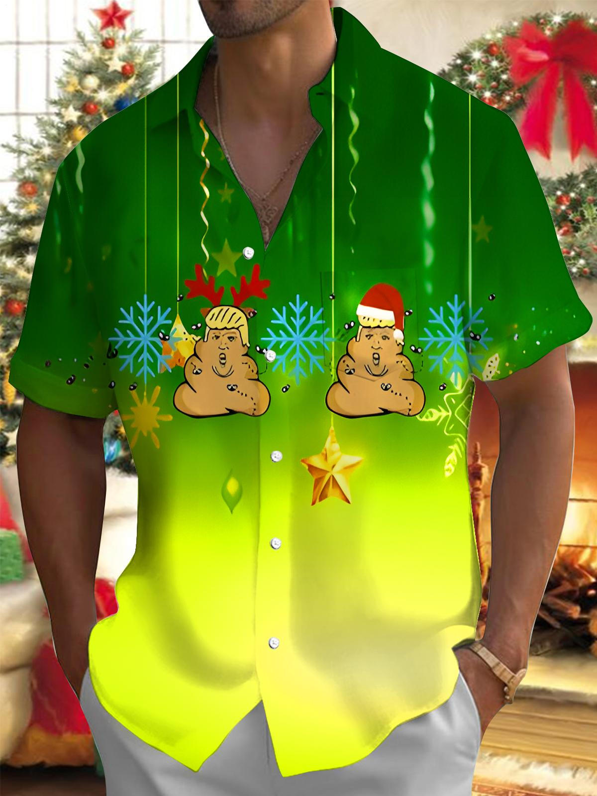 Funny Spoof Christmas Men's Pocket Short Sleeve Shirts