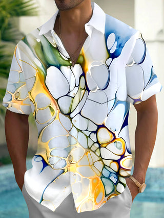 men abstract print short sleeve shirt front view