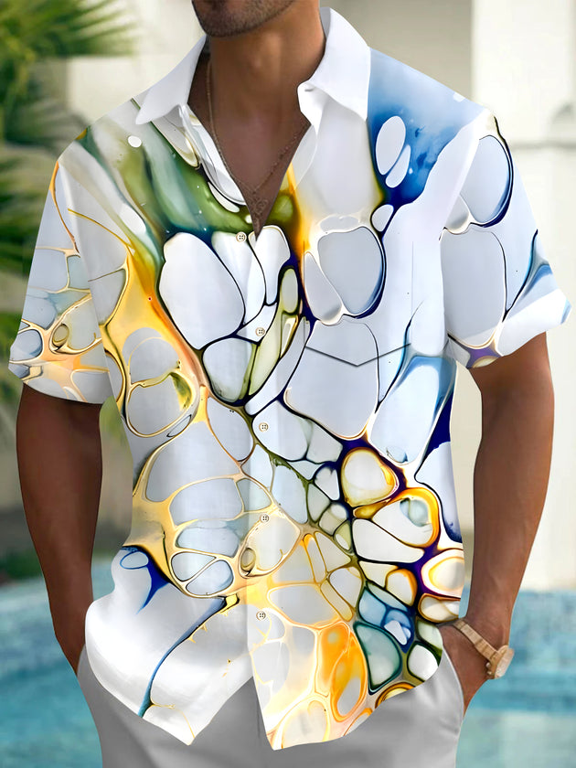 men abstract print short sleeve shirt front view