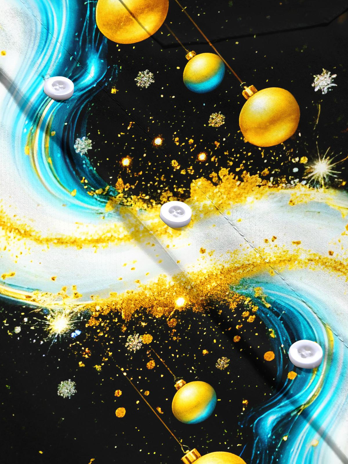 Art Glittering Gilded Light Ball Men's Pocket Short Sleeve Shirts