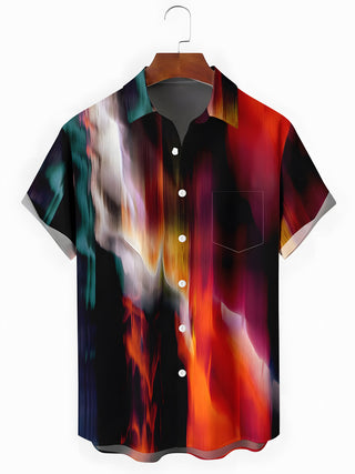 Men Abstract Print Short Sleeve Shirt Front View
