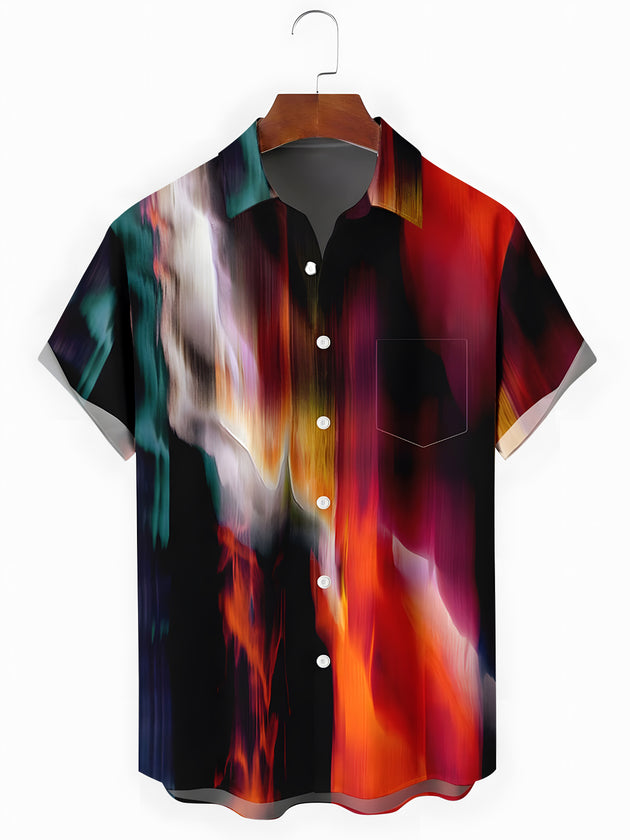 Men Abstract Print Short Sleeve Shirt Front View