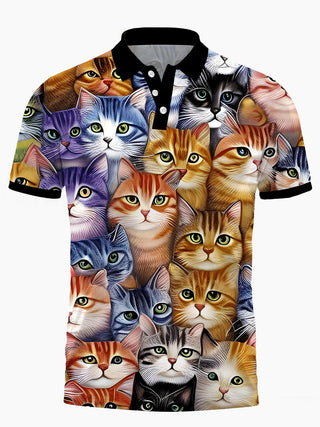 men's cat print shirt front view