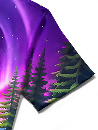 Men's Bear Aurora Forest textured pocket short sleeve shirt detail close-up