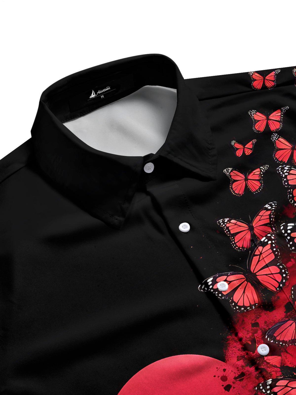 Butterfly Heart Print Men's Pocket Short Sleeve Shirts
