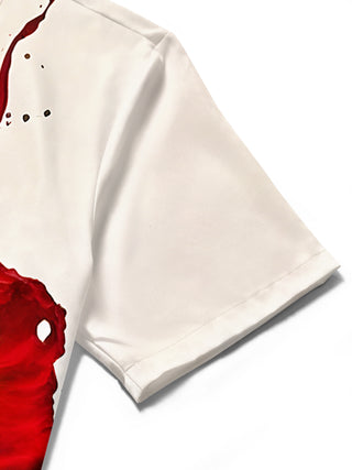 Men's floral short sleeve shirt close-up detail