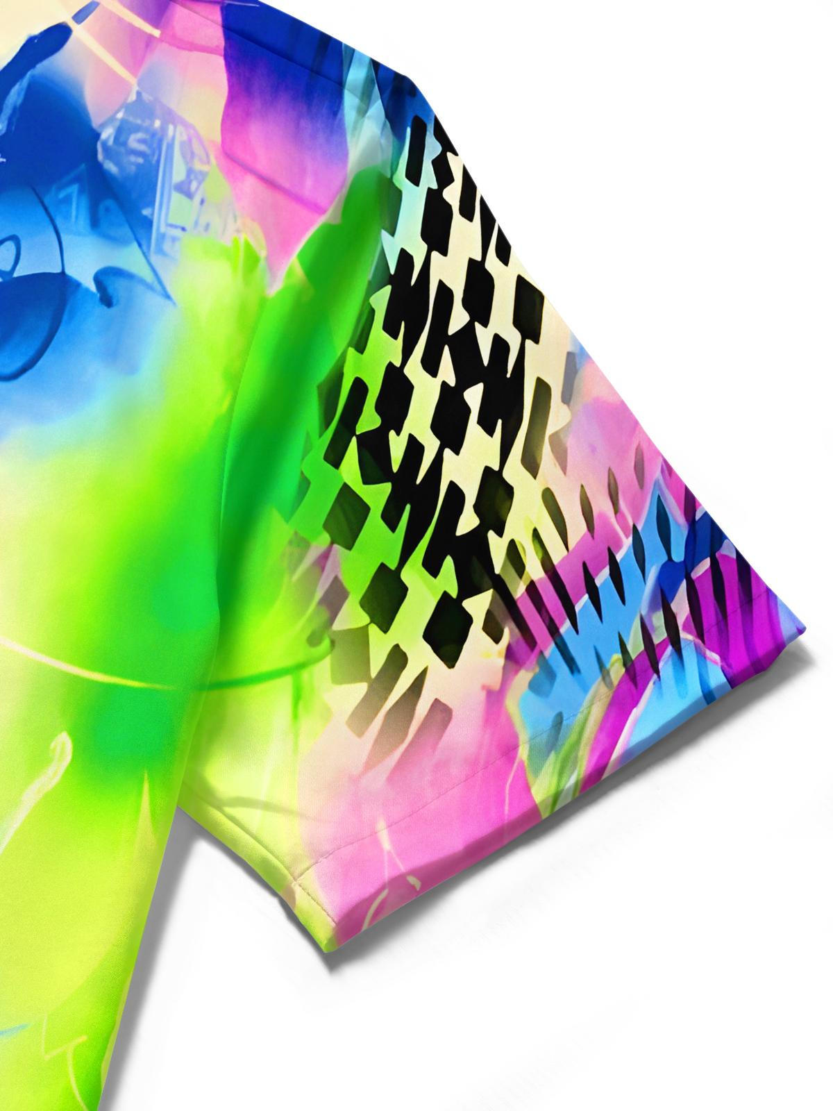 Hawaiian Tie Dye Abstract Men's Pocket Short Sleeve Shirts