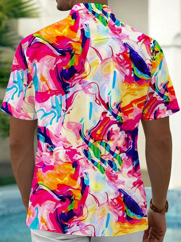Colorful Abstract Tie-Dye Vortex Men's Pocket Short Sleeve Shirts