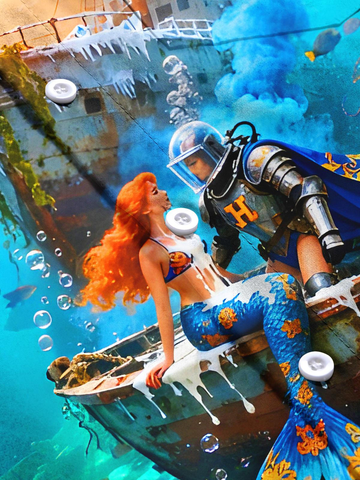 Funny Mermaid Octopus Boat Marine Life Men's Pocket Short Sleeve Shirts