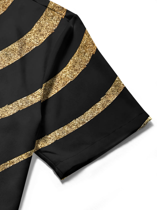 Men's Geometric Print Short Sleeve Shirt Close-Up Detail