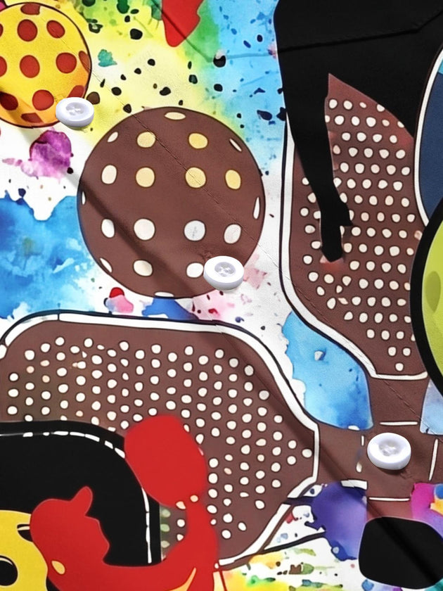 Pickleball Print Men's Pocket Short Sleeve Shirts