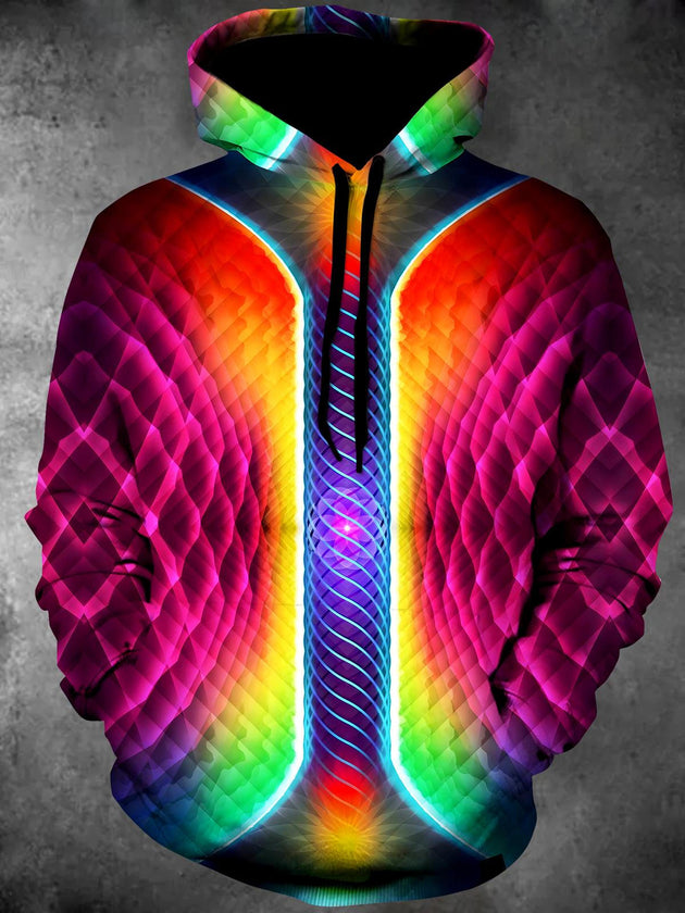 Men's abstract print long sleeve pullover hoodie front view