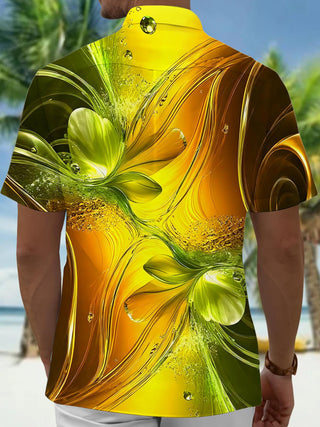 Men's abstract print short sleeve shirt back view