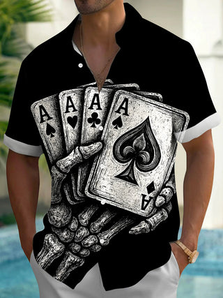 men's skull print shirt front view