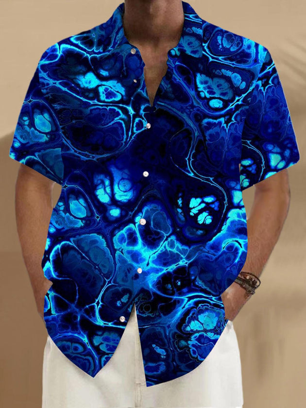 Men's abstract print short sleeve shirt front view