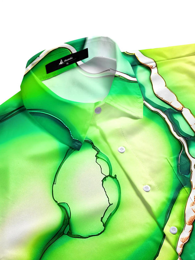 Men's abstract geometric print short sleeve shirt side view