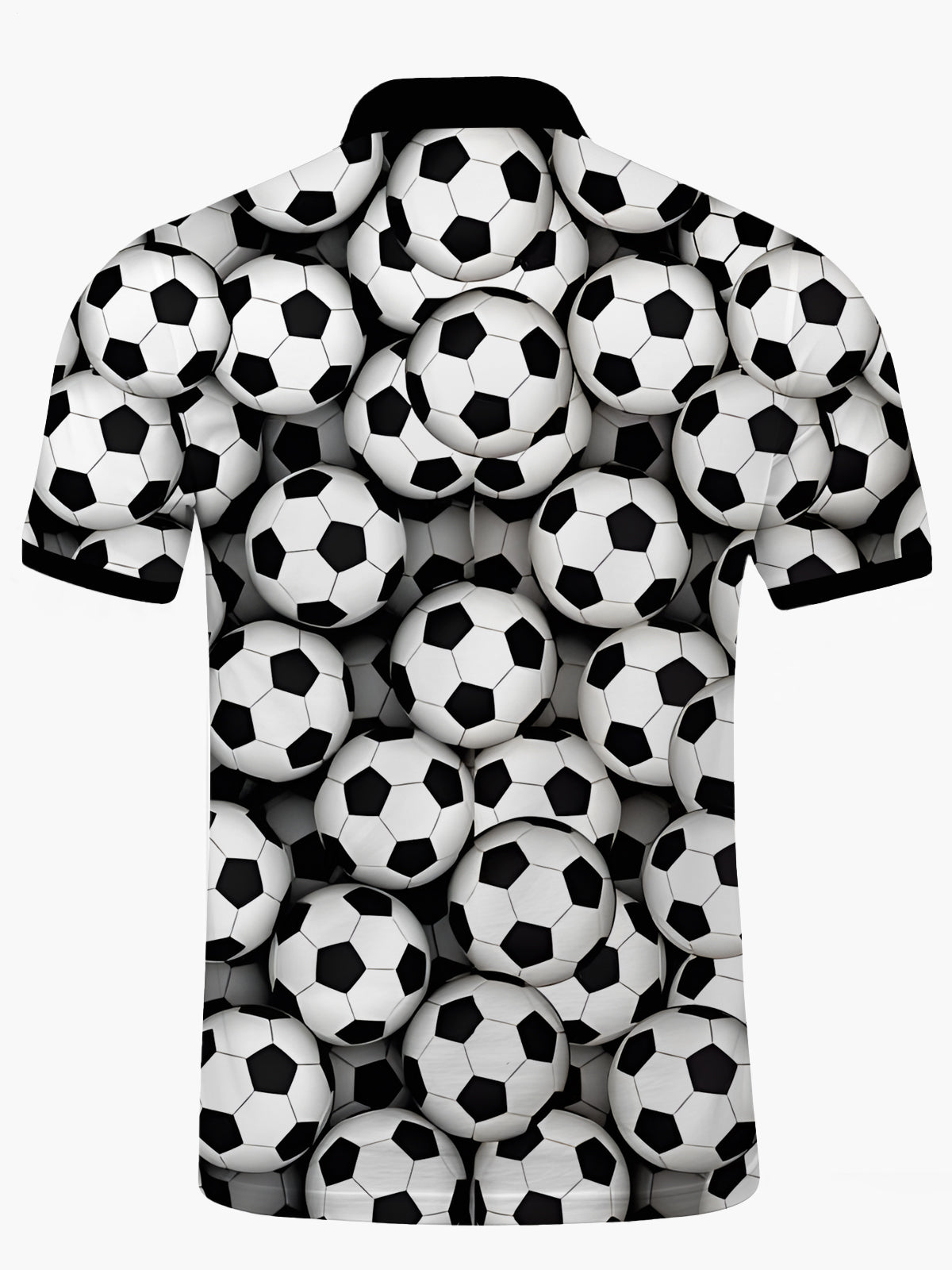 Football Print Men's Short Sleeve Button Polo Shirt