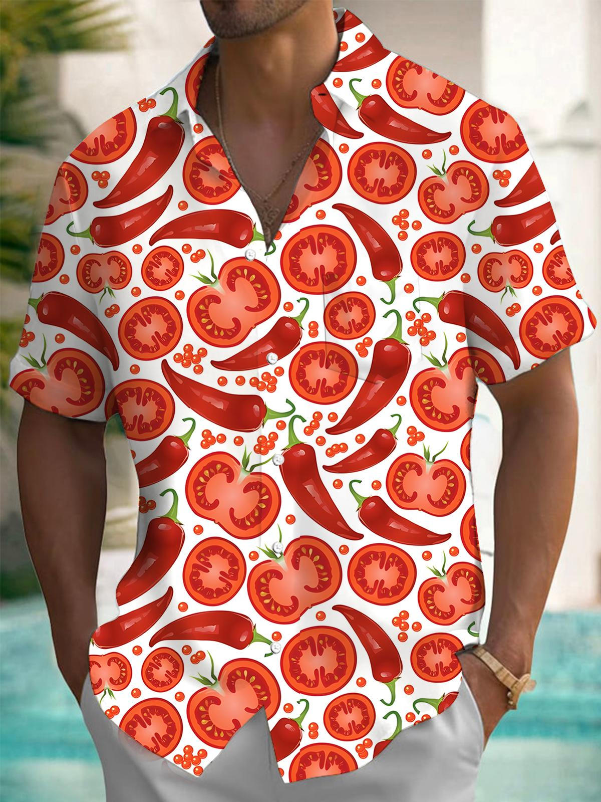 Tomato Chili Men's Pocket Short Sleeve Shirts