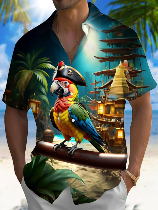 men's Hawaiian shirt front view beach vacation