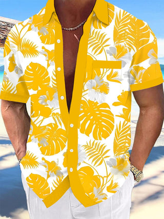 men's Hawaiian shirt front view tropical beach vacation