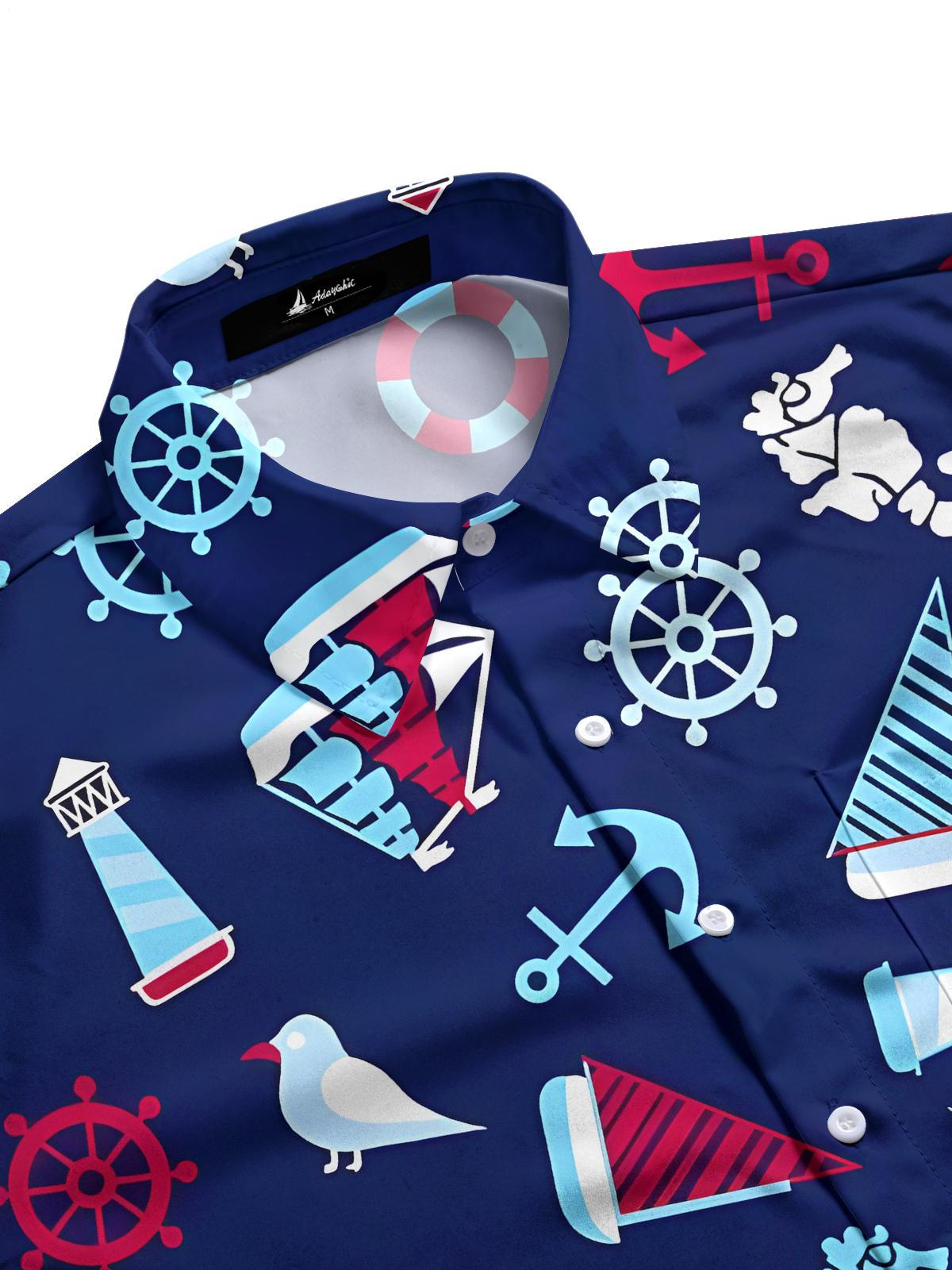 Anchor Lighthouse Men's Pocket Short Sleeve Shirts