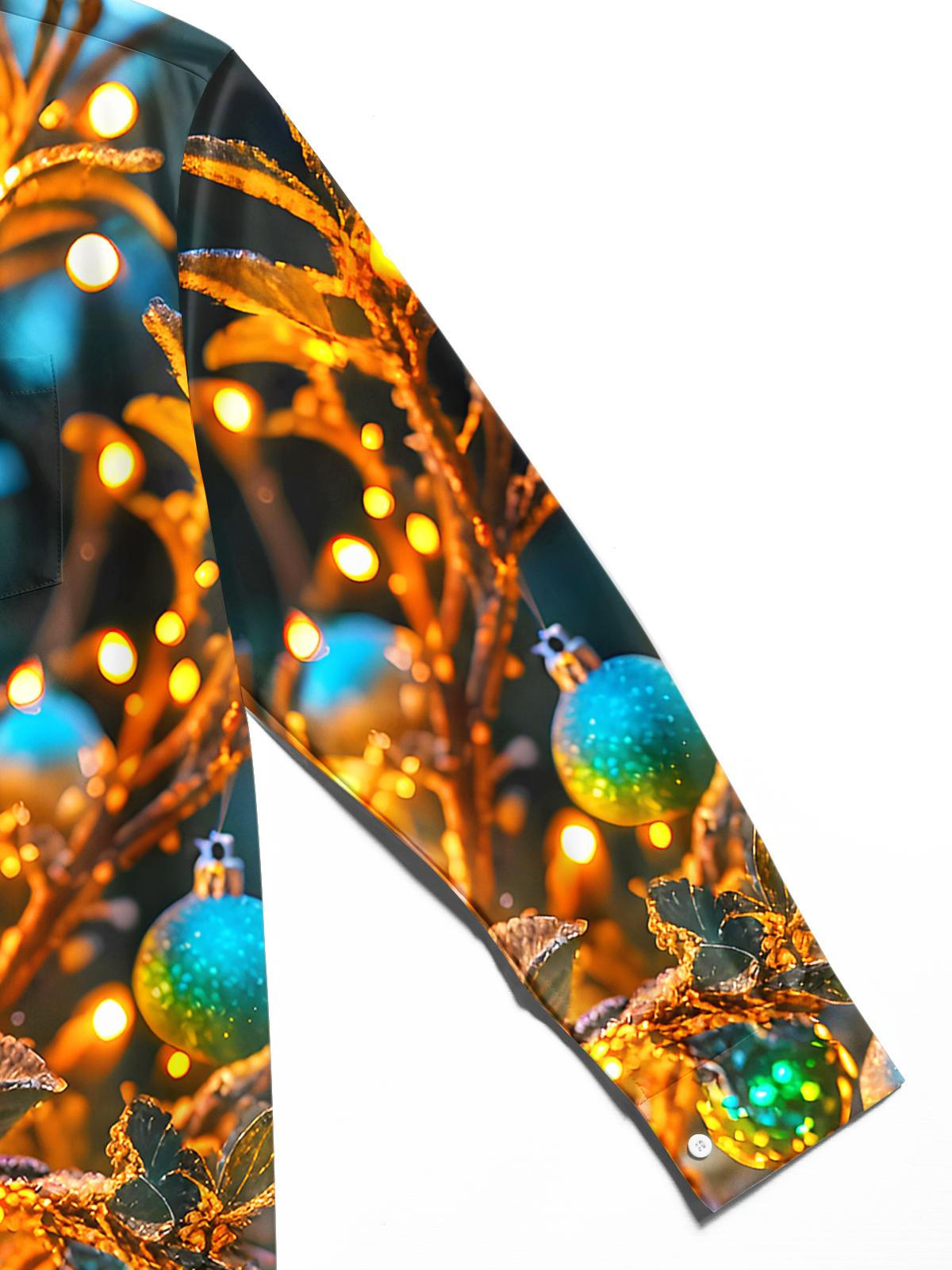 Christmas Lights Men's Pocket Long Sleeve Shirts