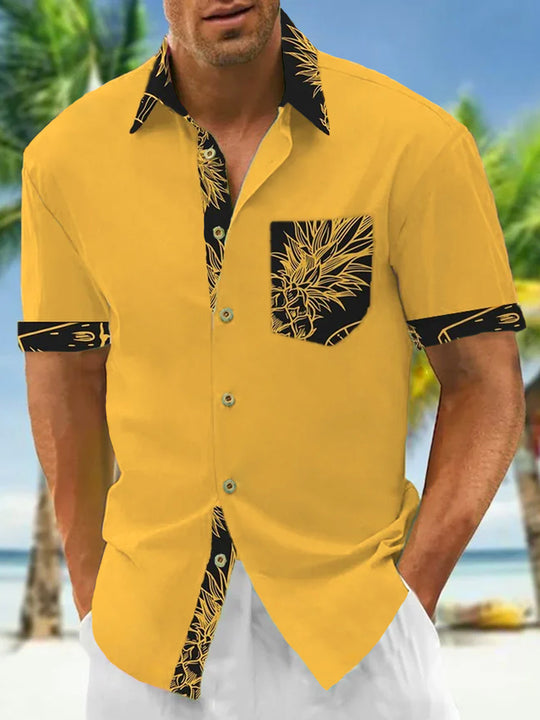 men's Hawaiian shirt front view tropical beach vacation