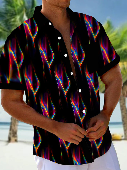 Men's abstract print short sleeve shirt front view