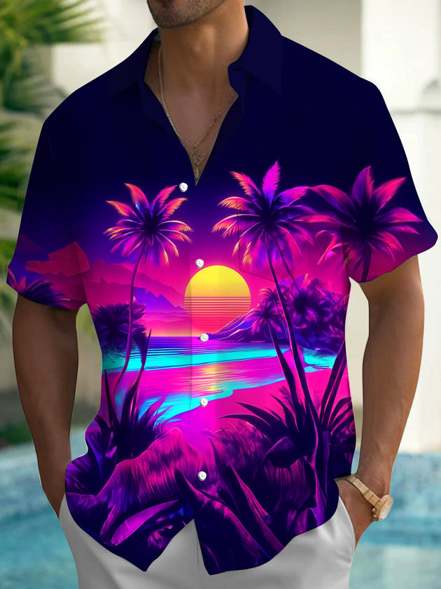 men's Hawaiian shirt front view tropical beach vacation