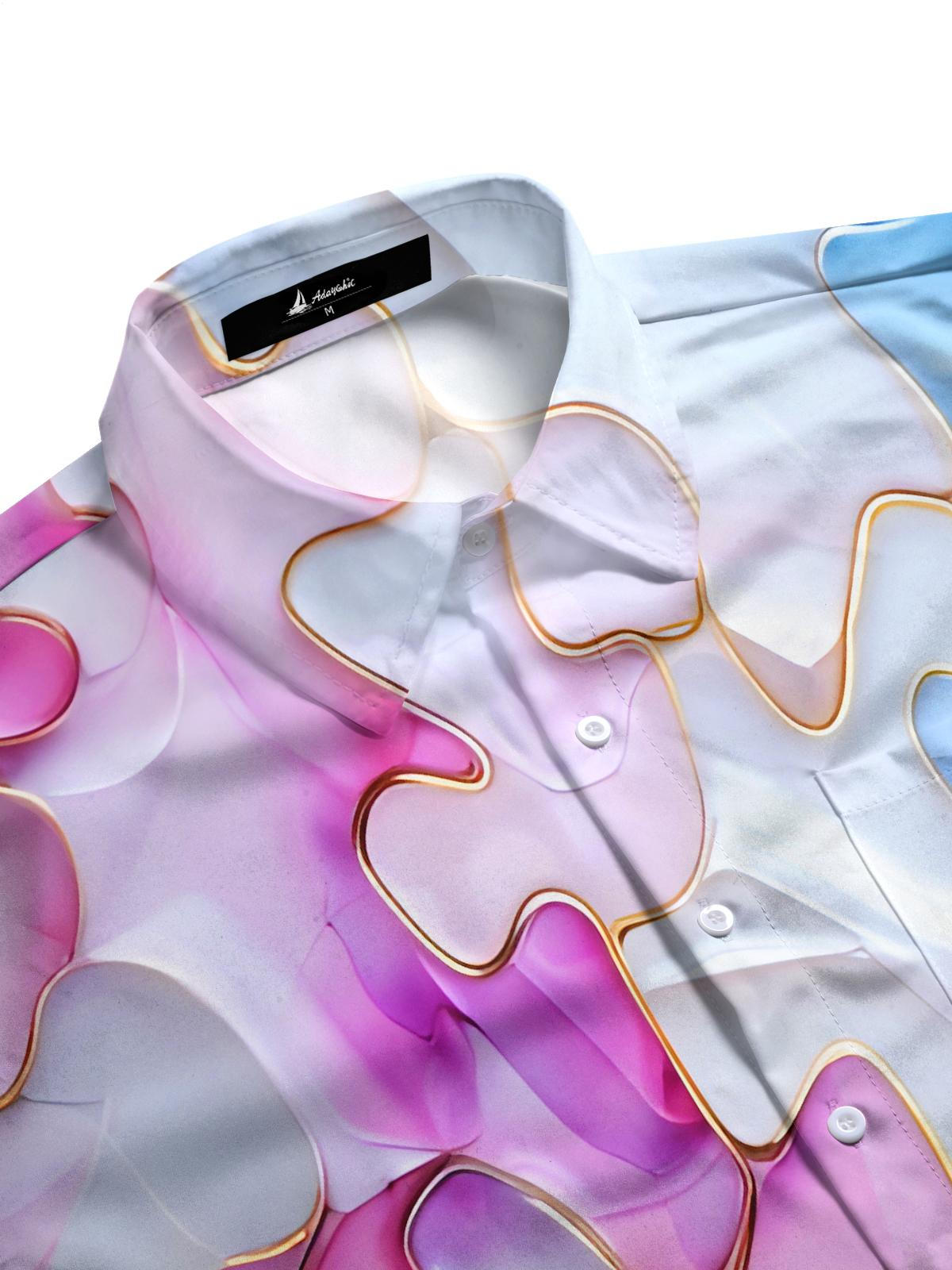 Gradient Abstract Geometry Men's Pocket Short Sleeve Shirts