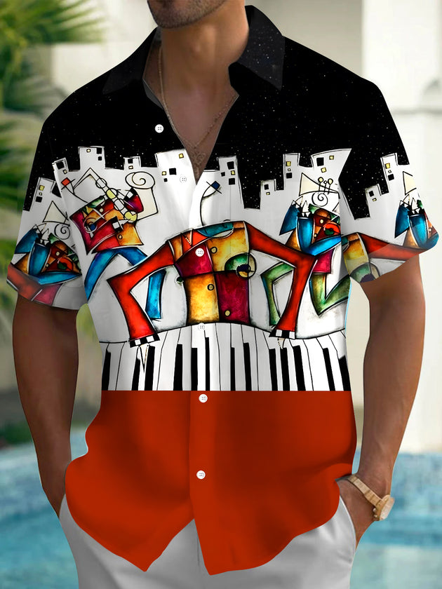 men's music print shirt front view